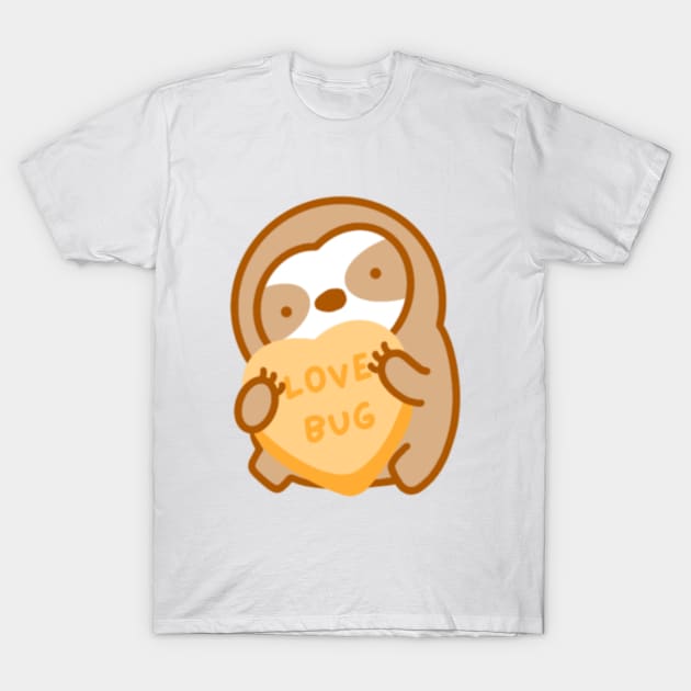 Cute Valentine Love Bug Candy Heart Sloth T-Shirt by theslothinme